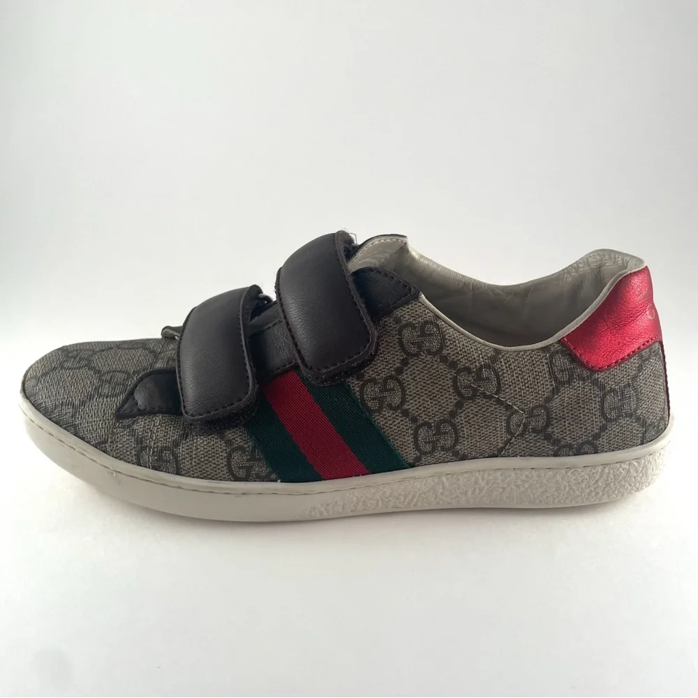 Gucci Kids Unisex Supreme Line Sherry Line Velcro Ace Sneakers Size 34